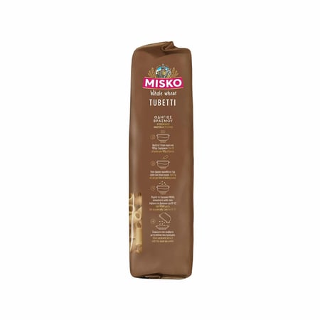 Misko Tubetti Whole Wheat / Πάστα Ζυμαρικών Ολικής Άλέσης Κοφτό 500g