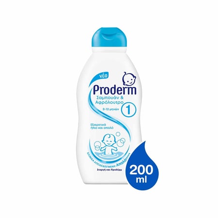 Proderm Shampoo and Body Wash 1 (0-12 months) / Σαμπουάν & Αφρόλουτρο Παιδικό από 0 έως 12 μηνών 200ml