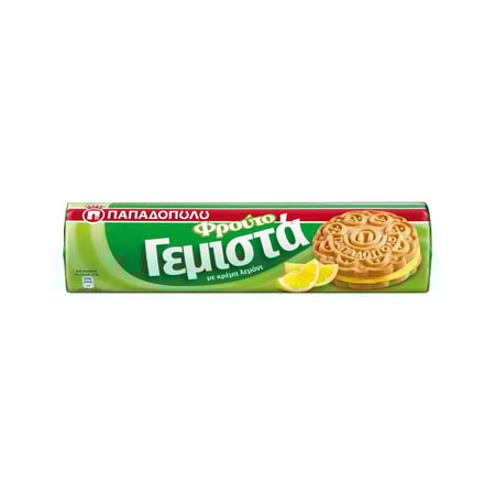 Papadopoulou Lemon Sandwich Biscuits / Παπαδοπούλου γεμιστά Μπισκότα Λεμόνι 200g