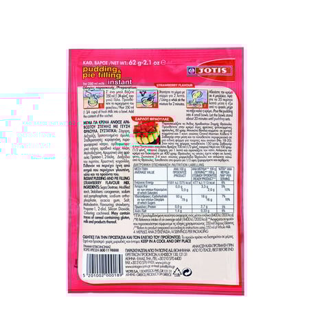 Jotis Instant Pudding filling Strawberry / Γιώτης Άνθος Αραβοσίτου Στιγμής Φράουλα 62g