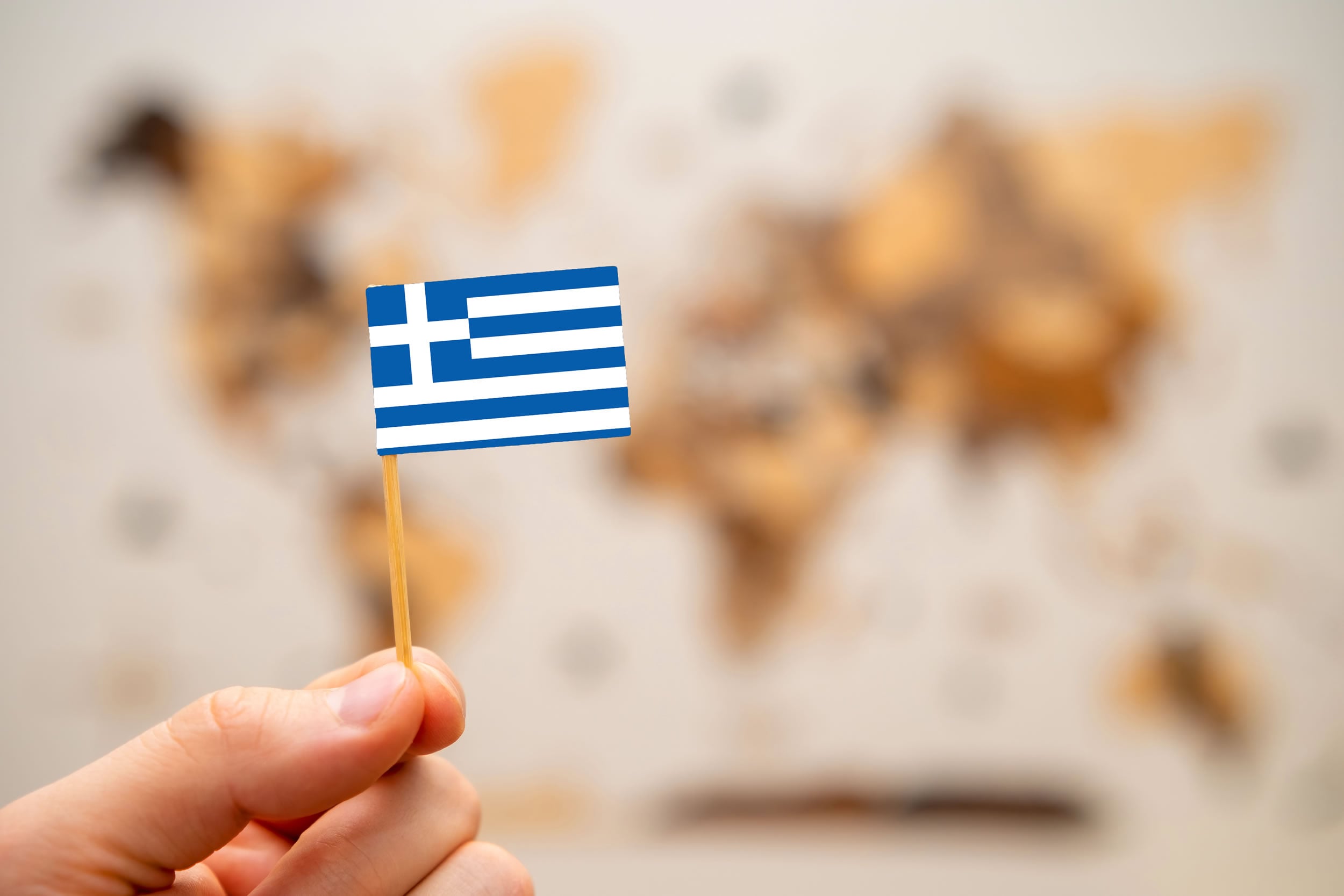 Greek flag and international Greek Market support