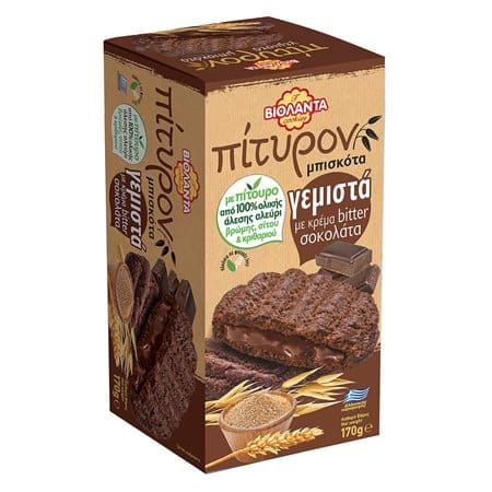 Violanta Biscuits bran Filled with Bitter Chocolate / Βιολάντα Πίτυρον Μπισκότα Γεμιστά με Bitter Σοκολάτα 170g