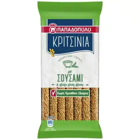 Papadopoulou Sesame Breadsticks Sugar-Free / Παπαδοπούλου Κριτσίνια Σουσάμι Χωρίς Ζάχαρη 170g
