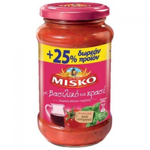 Misko Pasta Sauce with Basil, Thyme and Red Wine / Σάλτσα με Βασιλικό, Θυμάρι και Κόκκινο Κρασί 500g