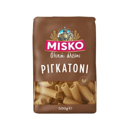 Misko Whole Wheat Pasta Rigatoni 500g / Πάστα Ζυμαρικών Ολικής Αλέσεως Ριγκατόνι