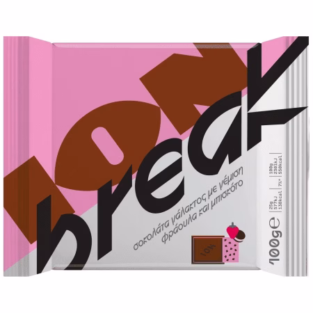 Ion Break Milk Chocolate with Strawberry and Biscuit 100g