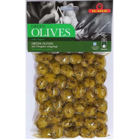Ilida Green Olives with Oregano / Πράσινες Ελιές με Ρίγανη 250g