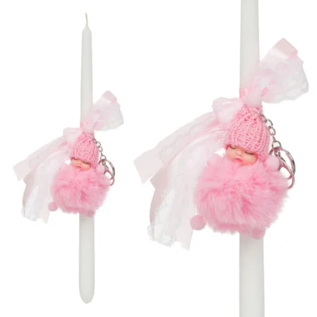 Easter Candle Keyring Pink Baby