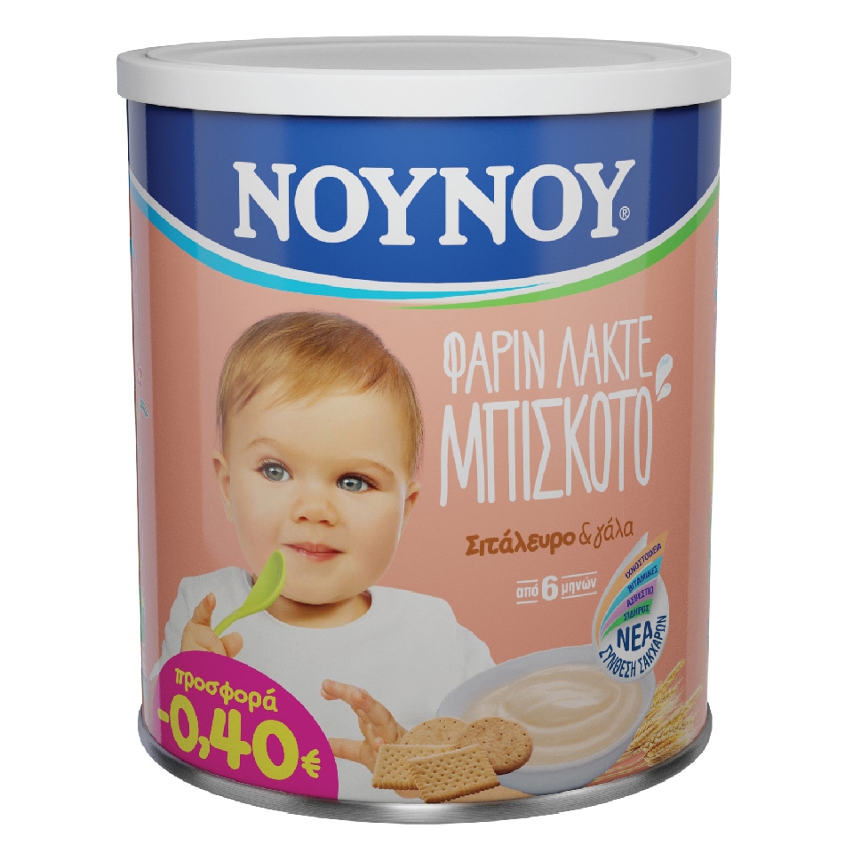 Noynoy Farine Lactee with Biscuit / ΝΟΥΝΟΥ Κρέμα παιδική Φαρίν Λακτέ με Μπισκότο 300g