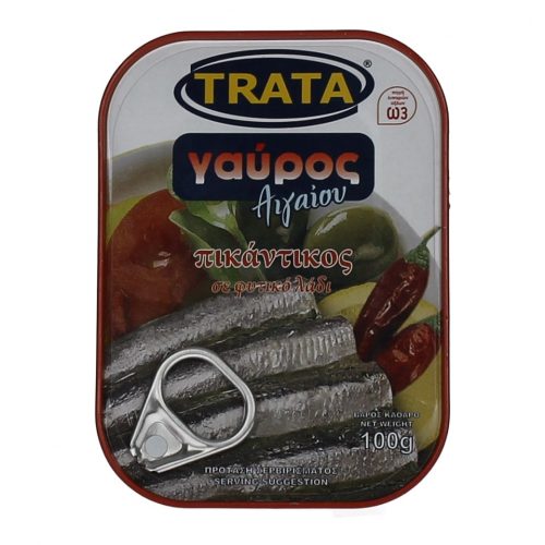 Trata Anchovy piquant in vegetable oil / Γαύρος πικάντικος σε φυτικό λάδι 100g