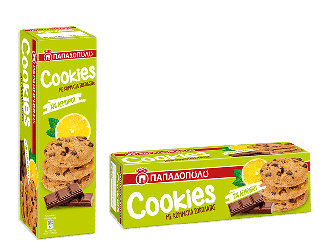 Papadopoulou Cookies with Lemon and Chocolate pieces / Παπαδοπούλου Cookies με Λεμόνι & Σοκολάτα 180g