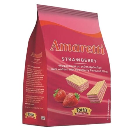 Amaretti Strawberry Mini Wafers / Γκοφρετάκια με γέμιση Φράουλας 125g