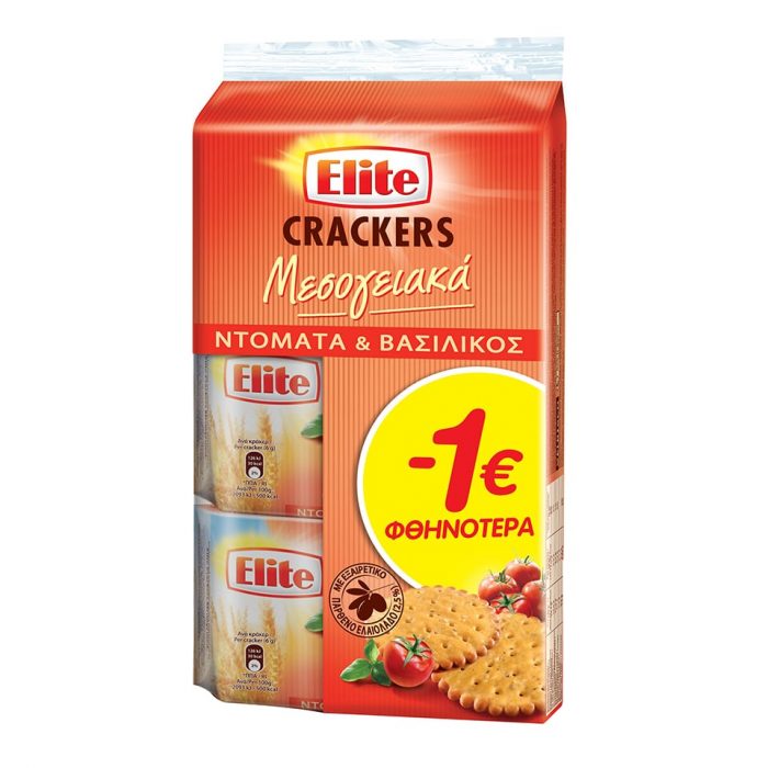 Elite Mediterranean Crackers Tomato & Basil 3x105g