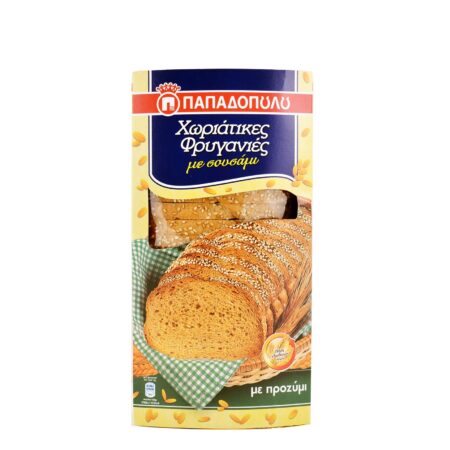 Papadopoulou Rustic Wholemeal Toast With Sesame Seeds and Sourdough / Χωριάτικες φρυγανιές με σουσάμι 240g