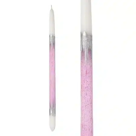 Candle / Λαμπάδα Λευκή Ροζ Ασημί
